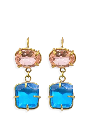 Nixie Morganite and Blue Topaz Drop Earrings