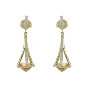 Pastel Diamond Chandelier Citrine Drop Earrings