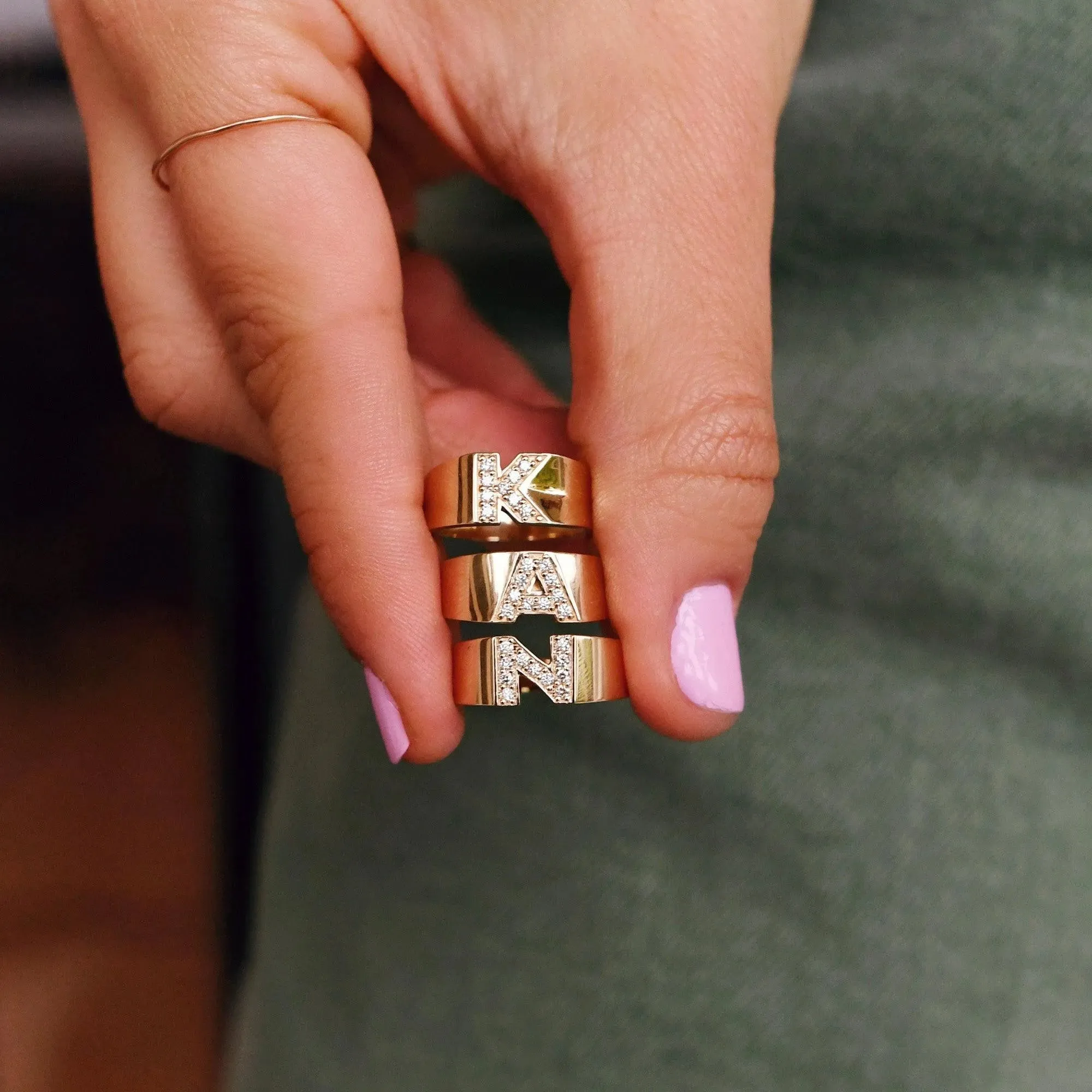 Pave Letter Ring