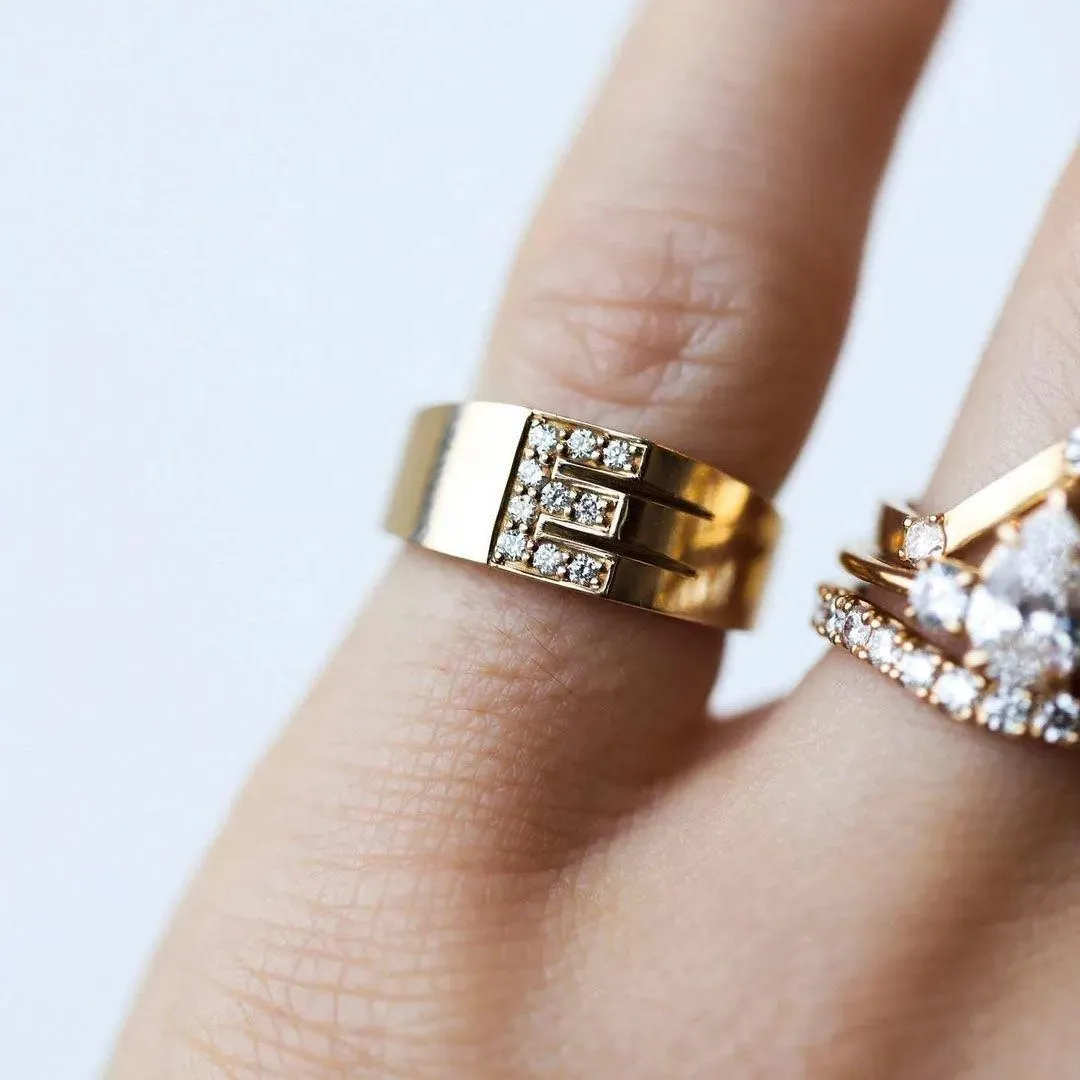 Pave Letter Ring