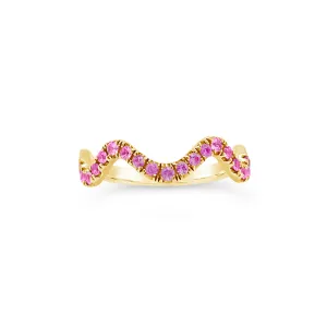 Pink Sapphire Stackable Wavy Ring