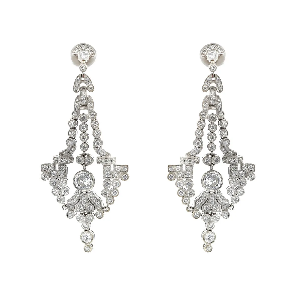 Platinum Diamond Chandelier Dangle Earrings