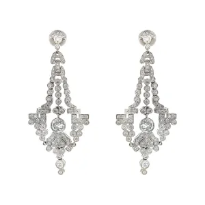 Platinum Diamond Chandelier Dangle Earrings