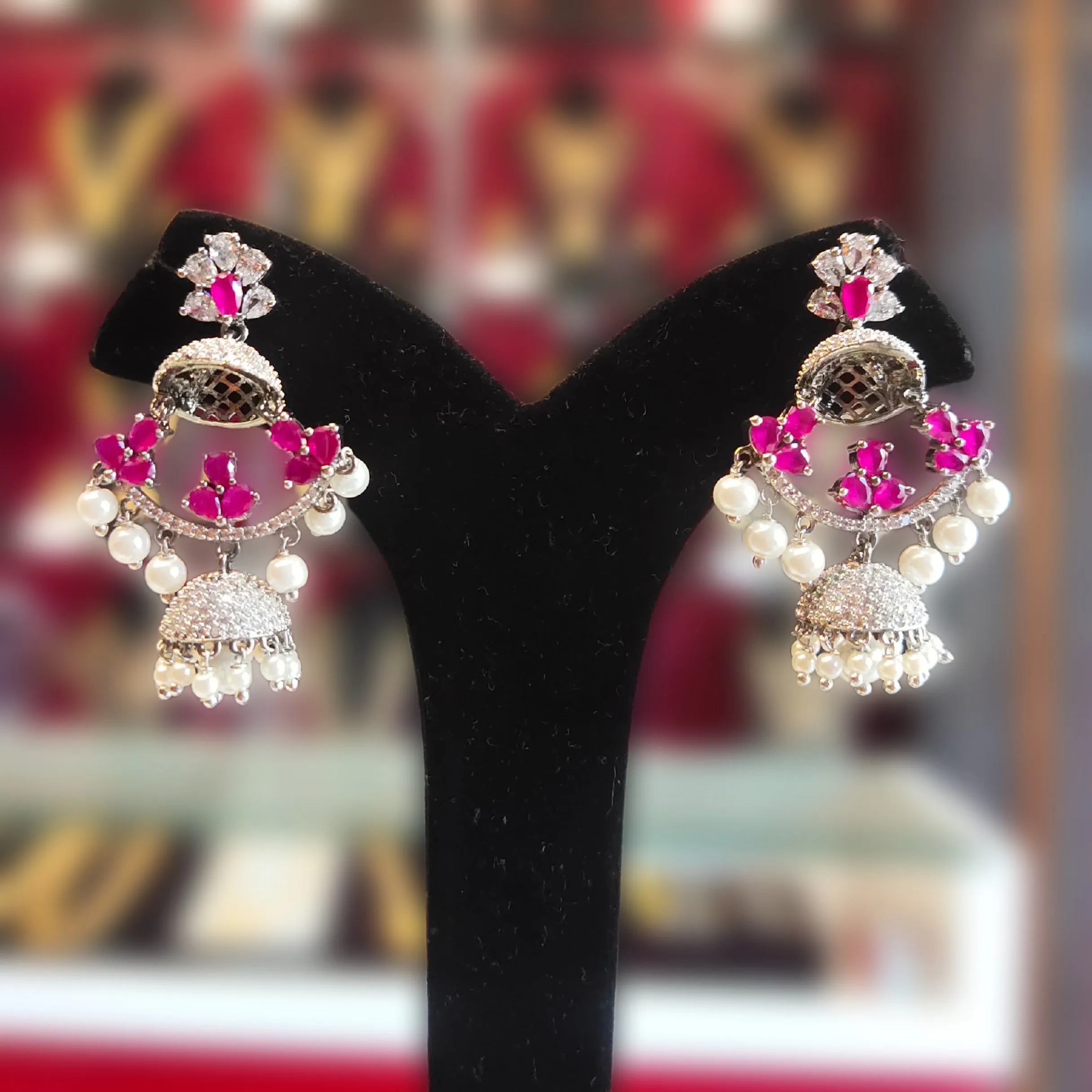 "Regal Elegance: Discover the Timeless Beauty of Asp Fashion Jewellery's Designer Victorian American Diamond Chandbali Earrings!"