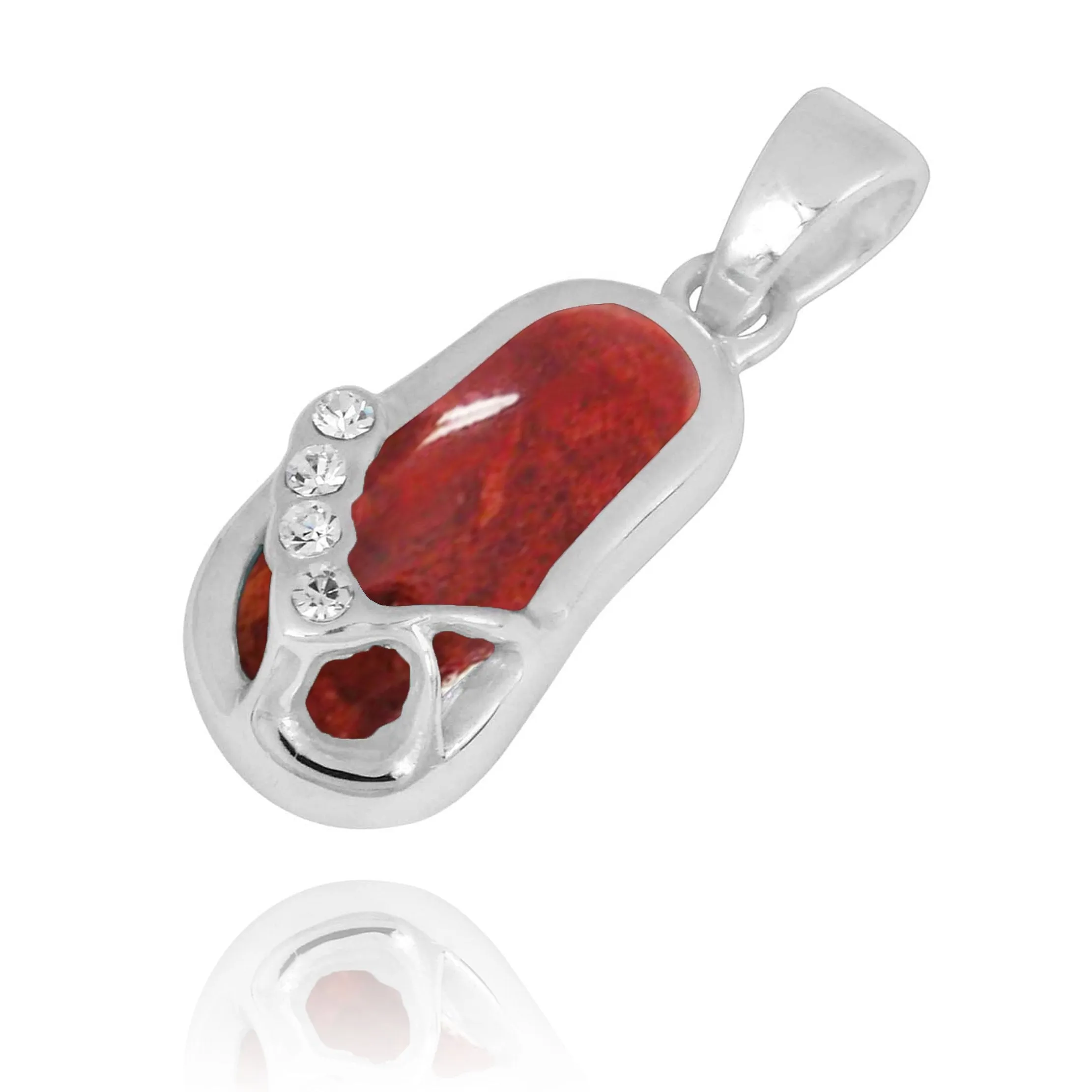 Red Coral Flip Flop Pendant Necklace