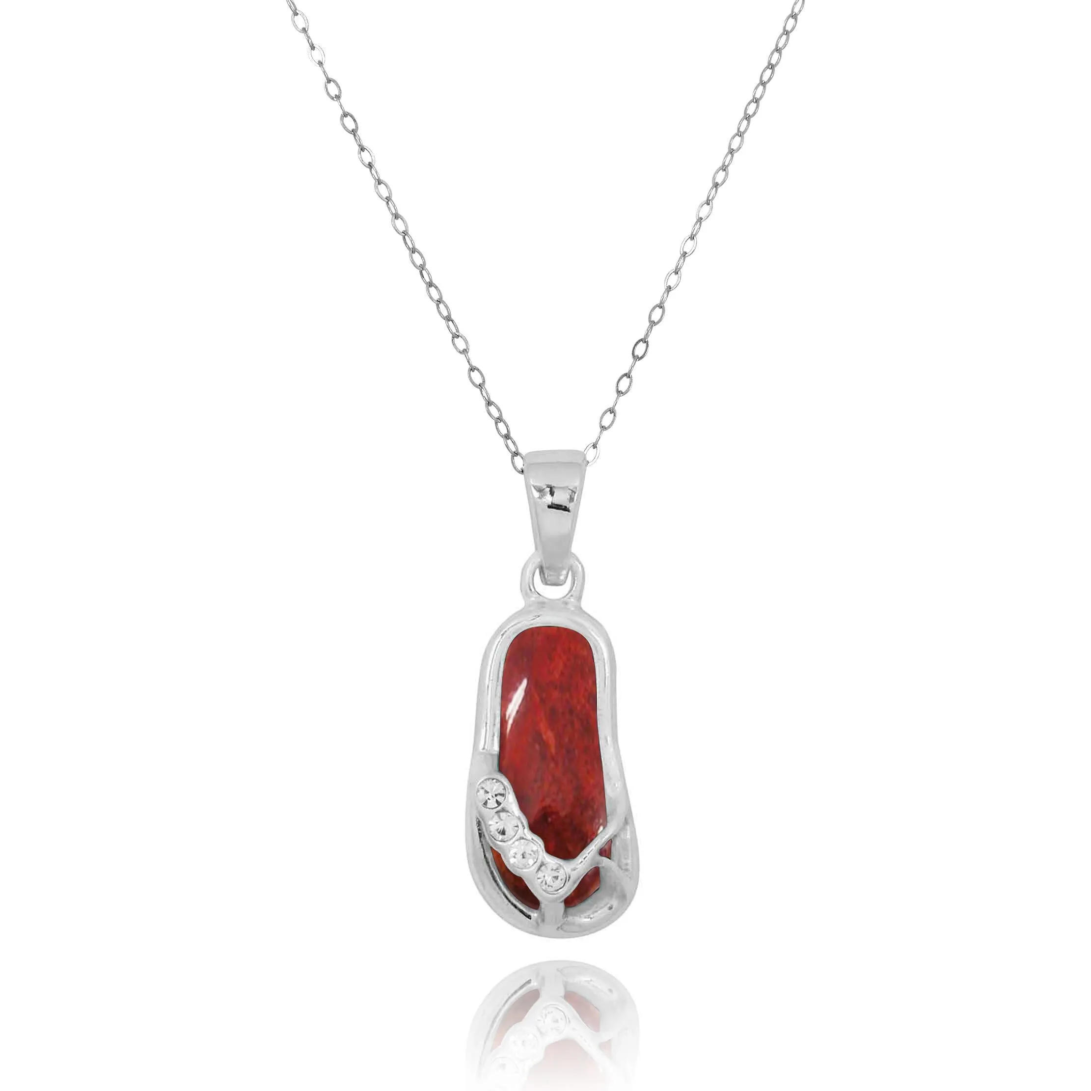 Red Coral Flip Flop Pendant Necklace