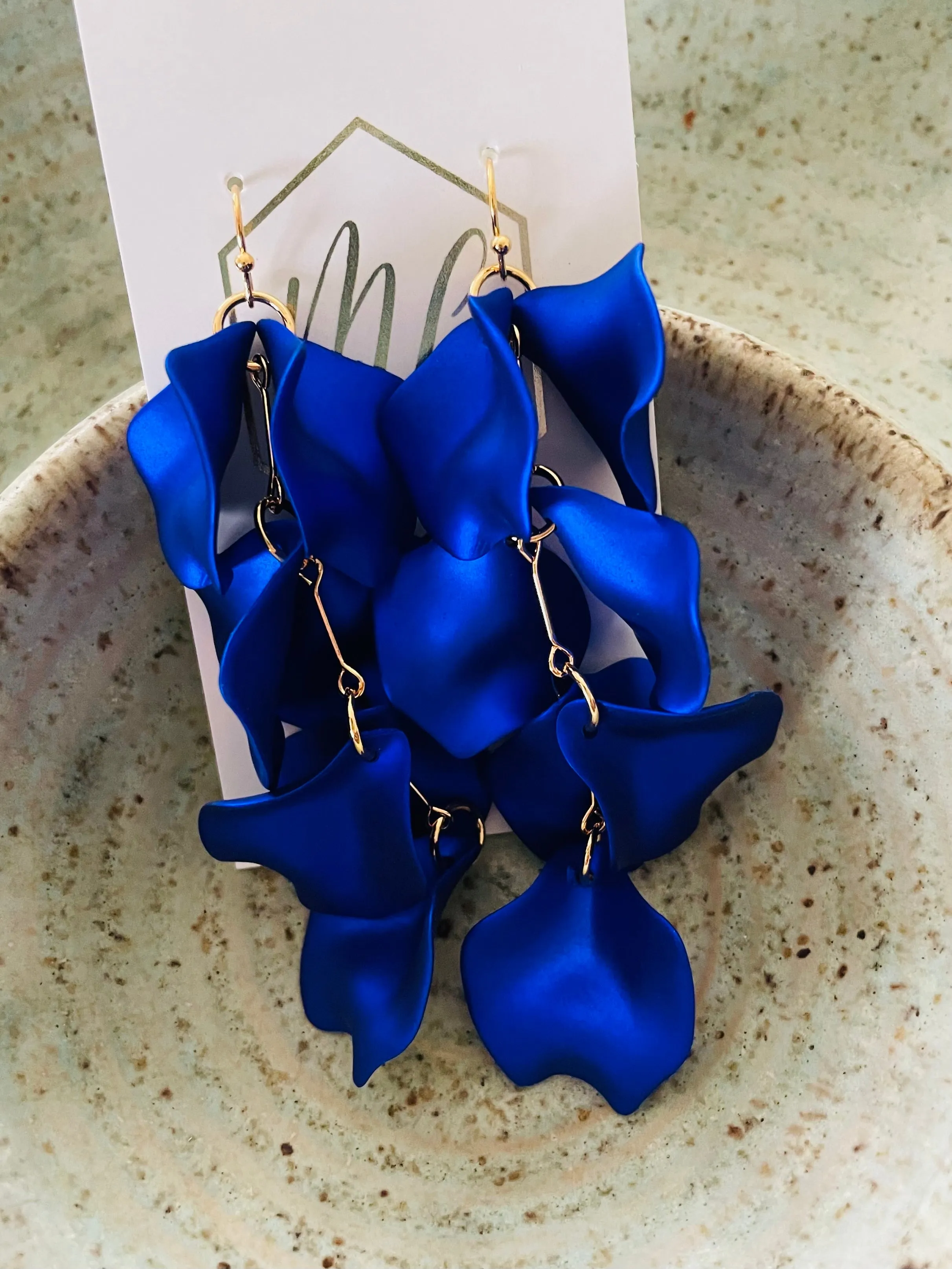 Reverse Petal Dangle Earrings with Gold Fishhooks