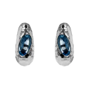 Roberto Coin Sterling Silver Topaz Hoop Earrings