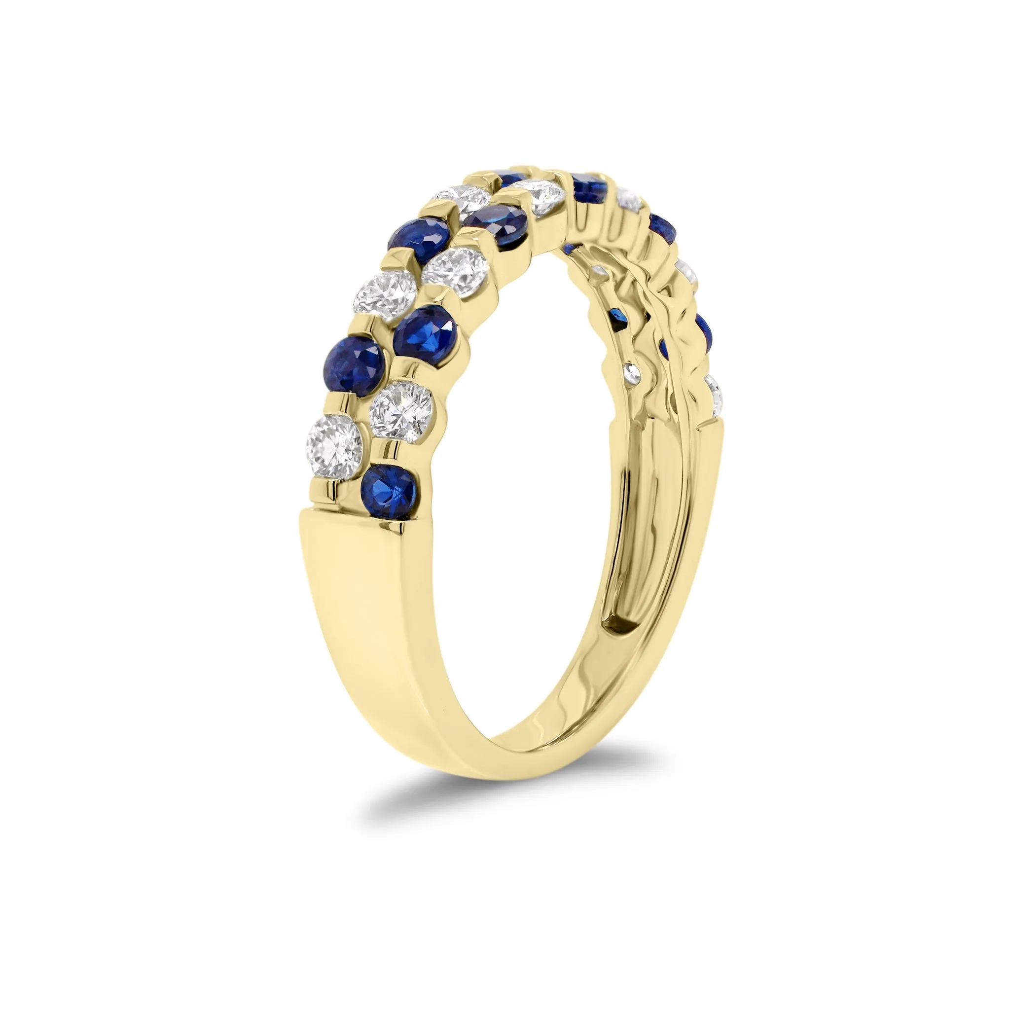 Sapphire & Diamond Double-Row Ring