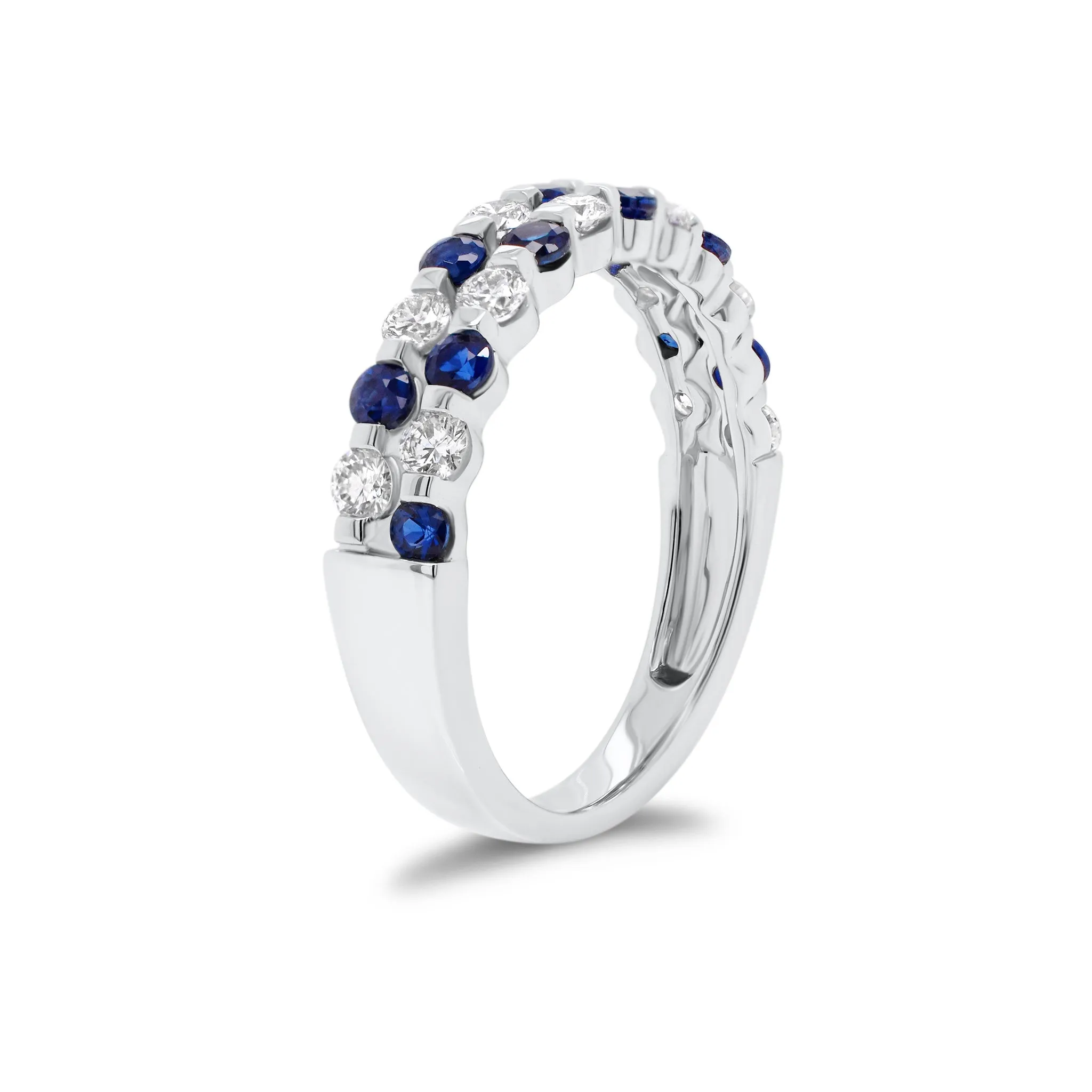 Sapphire & Diamond Double-Row Ring