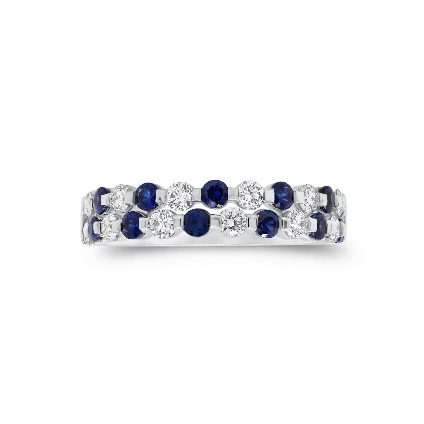 Sapphire & Diamond Double-Row Ring