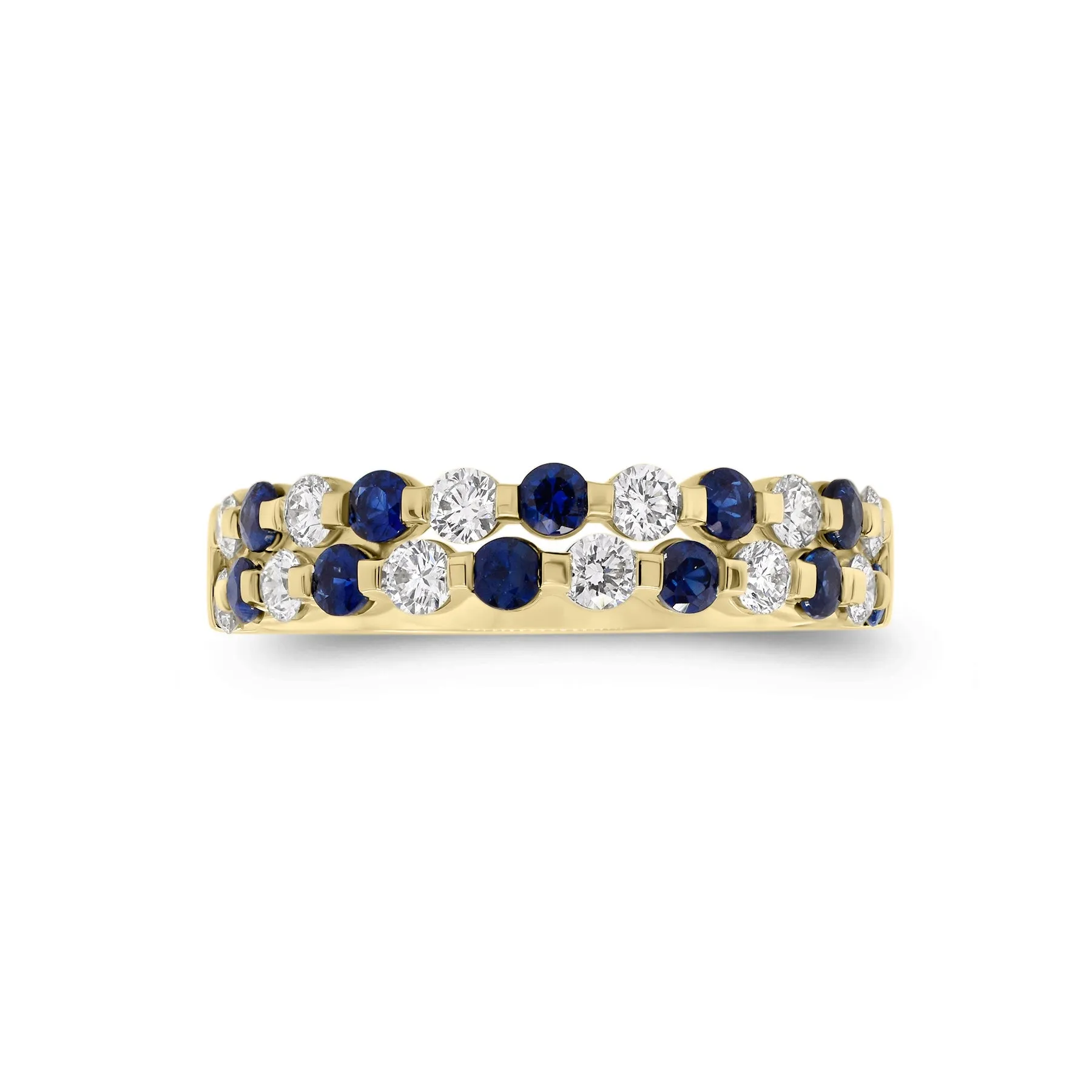 Sapphire & Diamond Double-Row Ring