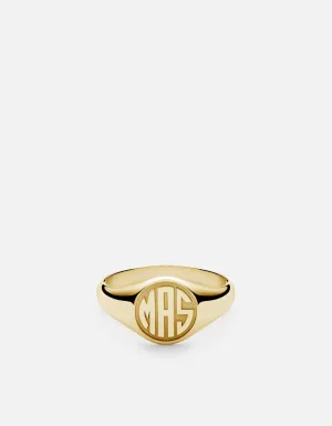 Signet Ring, 14k Gold/ 3 Letter