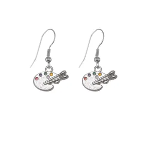 Silver Artist's Palette Charm Dangle Earrings