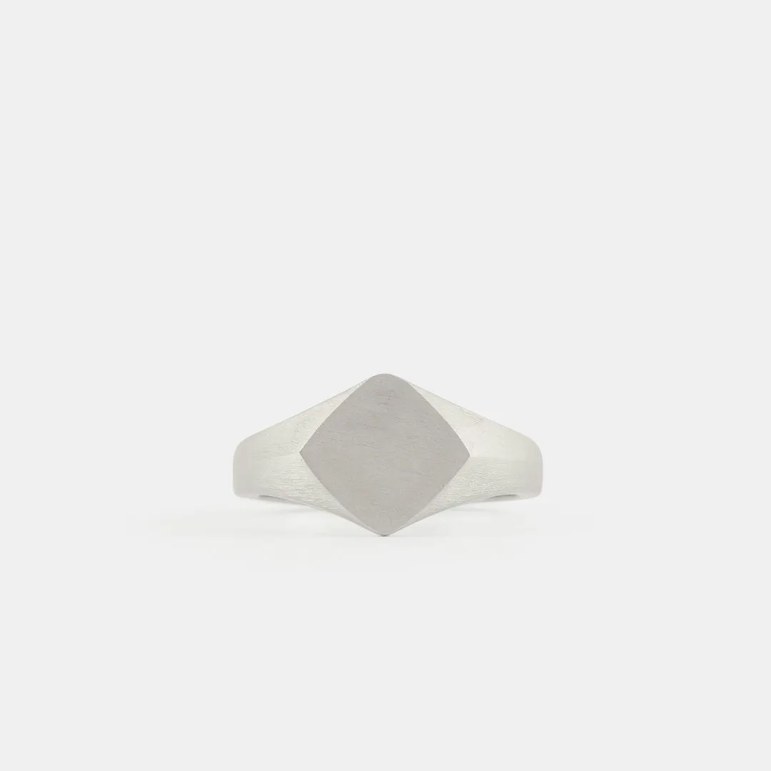 Silver Brushed Rhombus Ring