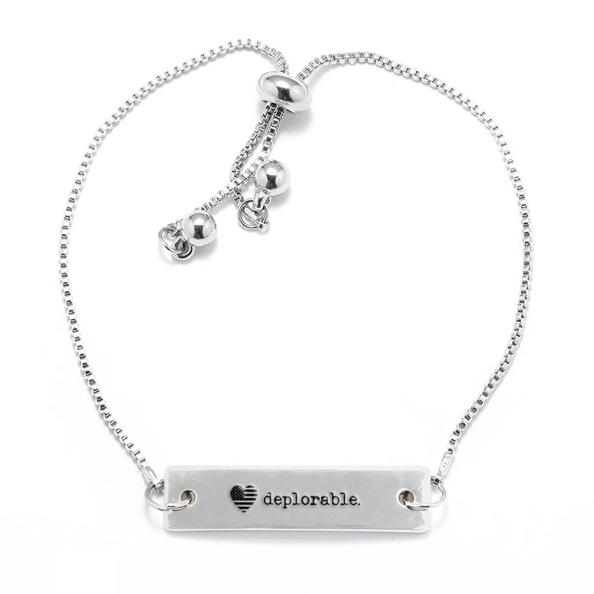 Silver Deplorable - American Heart Adjustable Bar Bracelet