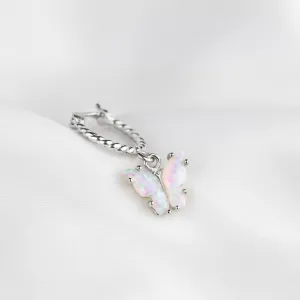 Silver Opal Wings Butterfly Earring