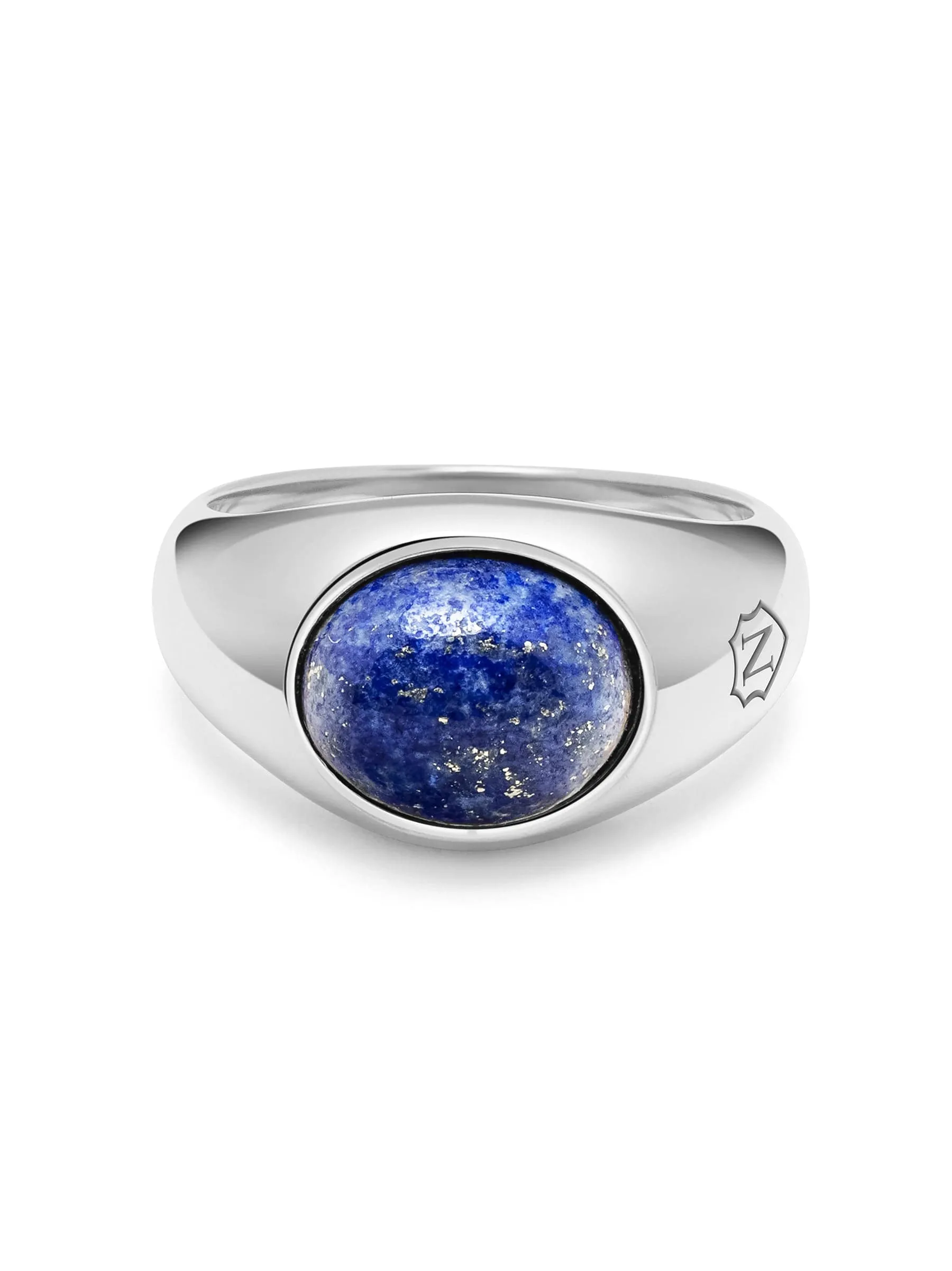 Silver Oval Signet Ring with Blue Lapis