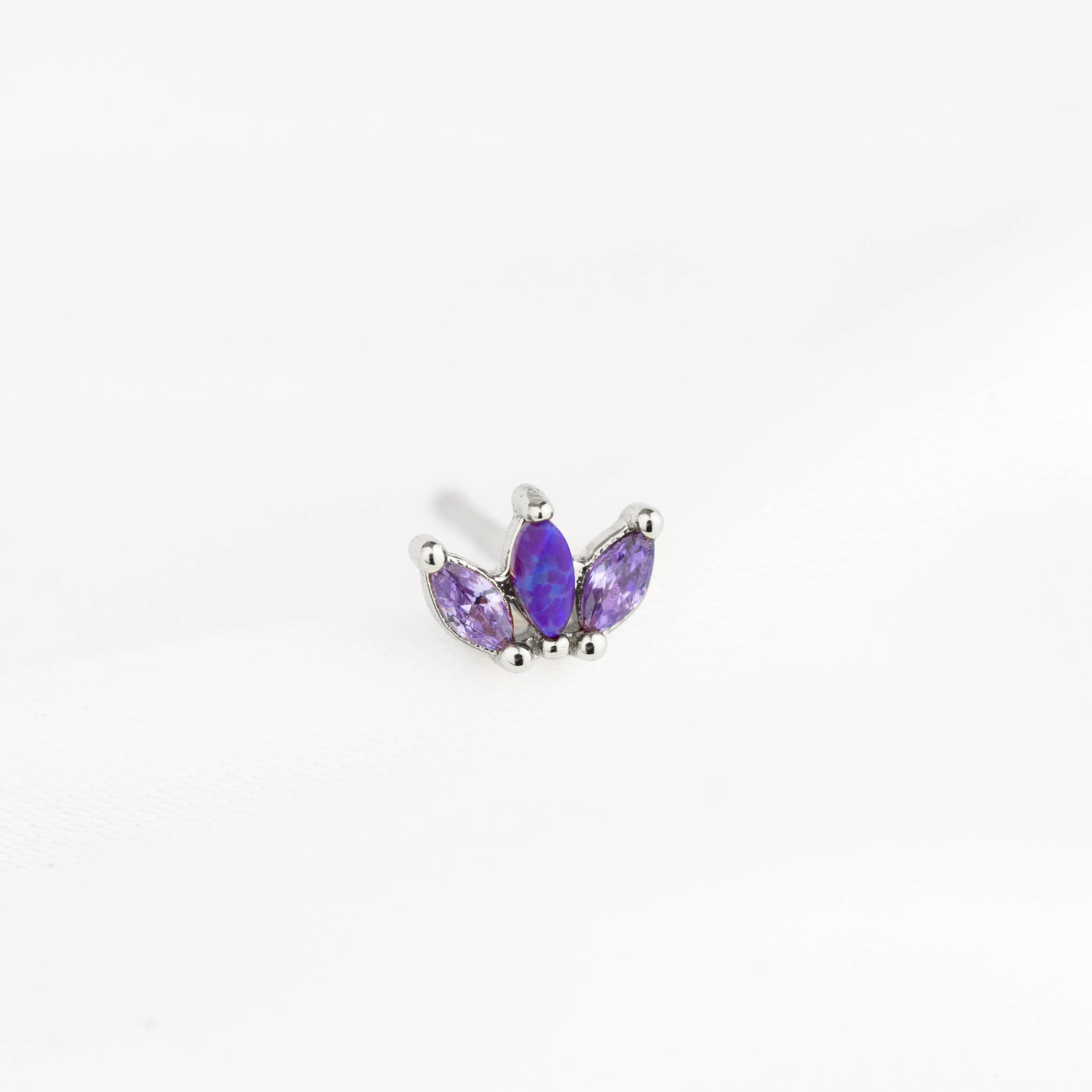 Silver Purple Petal Stud