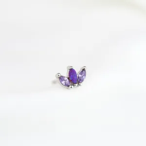 Silver Purple Petal Stud