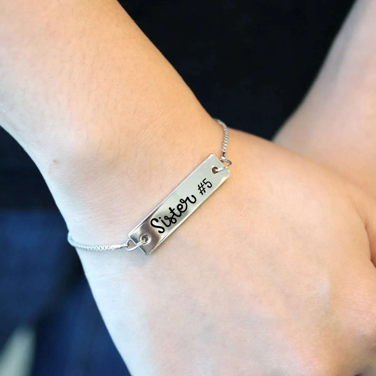 Silver Sister #5 Adjustable Bar Bracelet