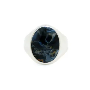 Silver x Oval Pietersite Inlay Signet