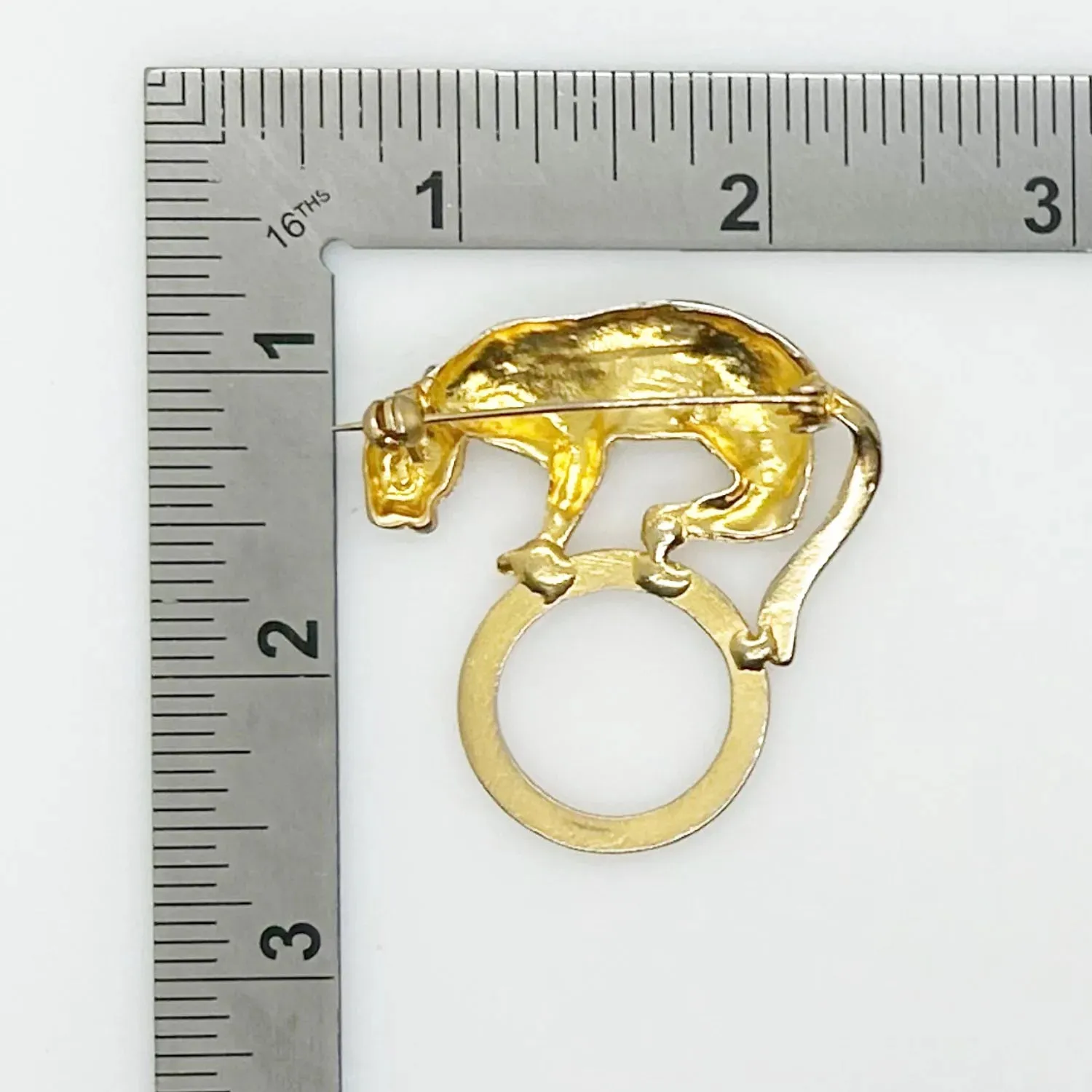 Sleek Gold Cat Panther Brooch