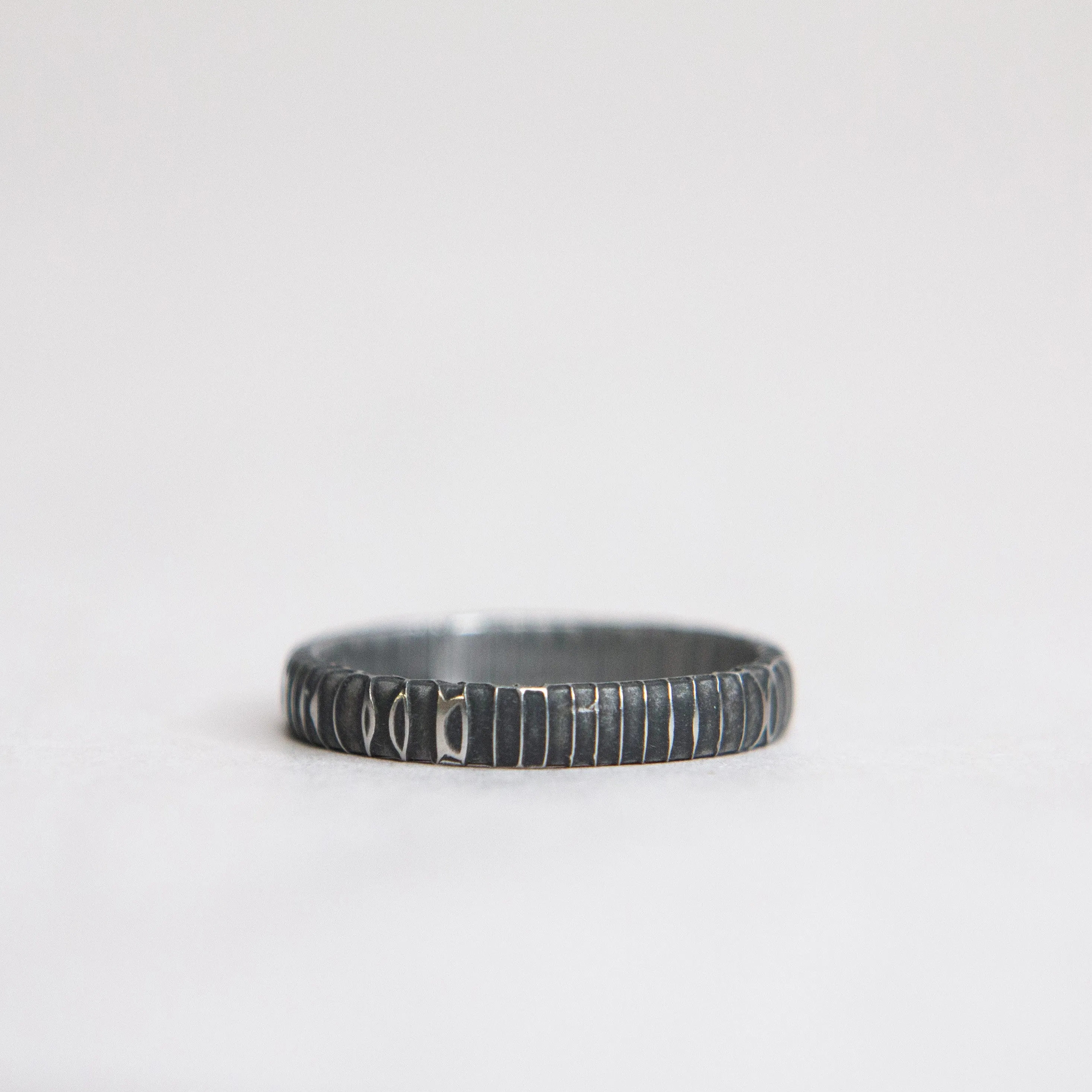 Spirograph Damascus Steel Stackable Ring | Women's Wedding Band