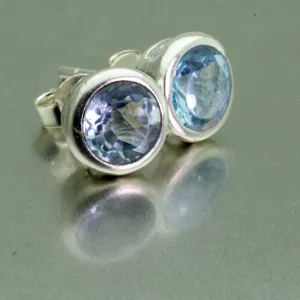 Sterling Silver Blue Topaz Stud Earrings