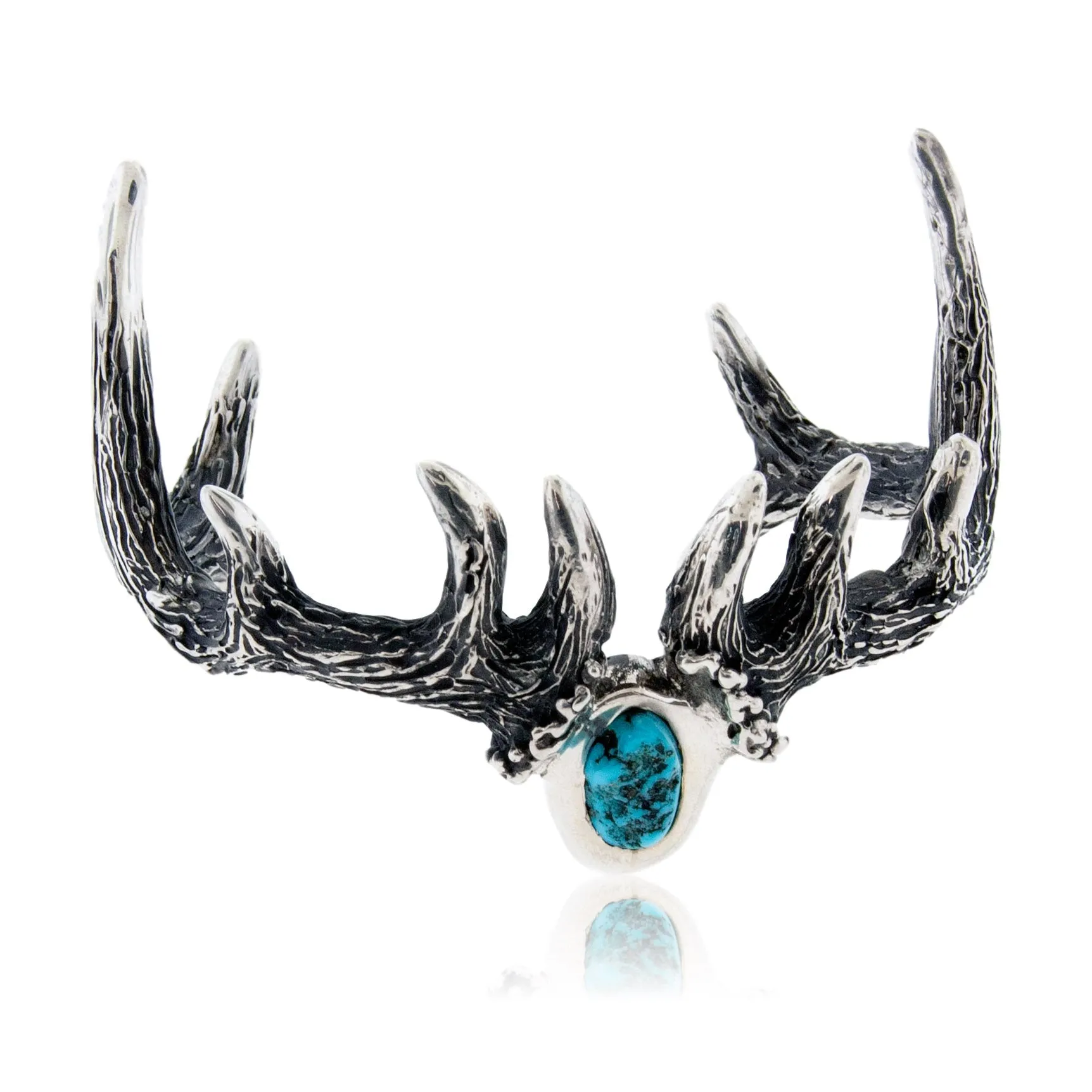 Sterling Silver European Mount Elk Skull with Turquoise Bracelet