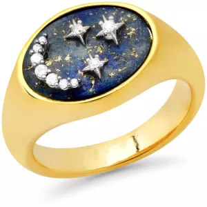 TAI GOLD LAPIS MOON & STAR SIGNET RING