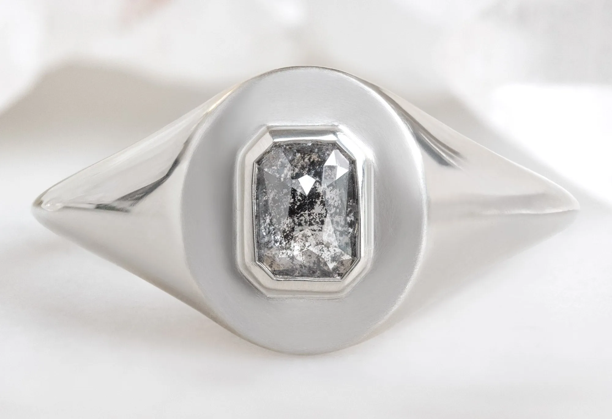 The Signet Ring with a .66ct Emerald-Cut Black Diamond