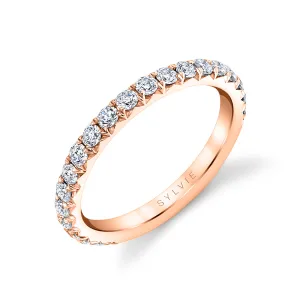 Thick Pave Wedding Band - Malencia 14k Gold Rose