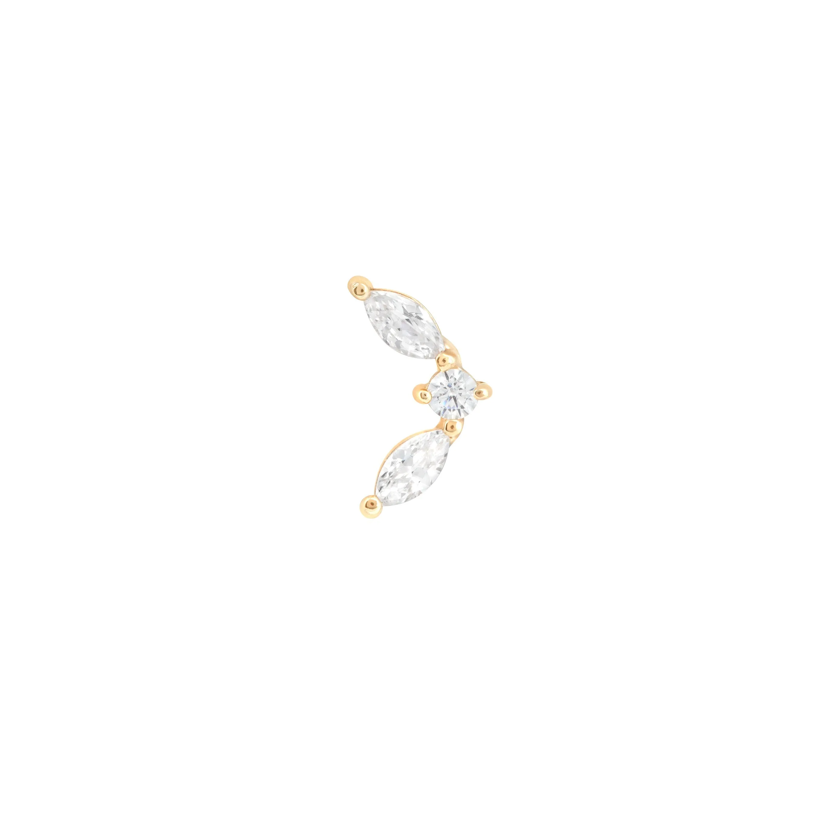 Topaz Marquise Fan Piercing Stud 6mm in Solid Gold