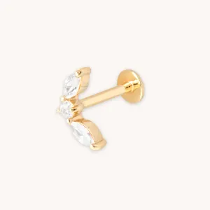 Topaz Marquise Fan Piercing Stud 6mm in Solid Gold