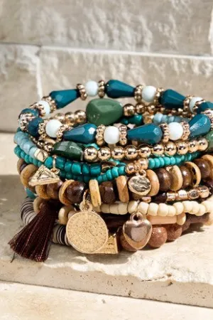 Turquoise/ Brown Multi Strand Bracelet Set