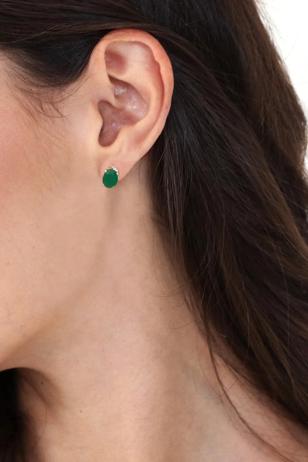 Unique Women's Stud Onyx Earrings - India Green | NOVICA