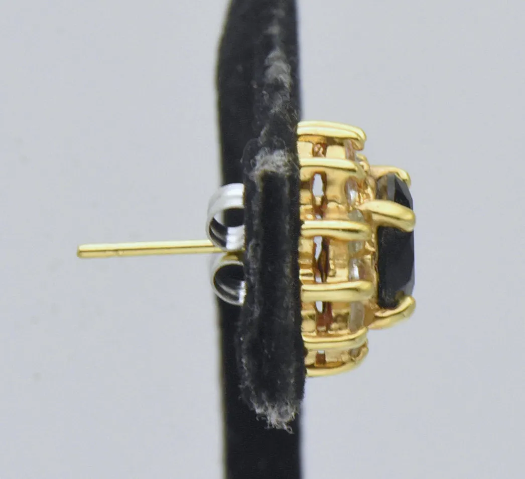 UNMATCHED Vintage 14K Gold Plated Black Onyx and CZ Stud Earring