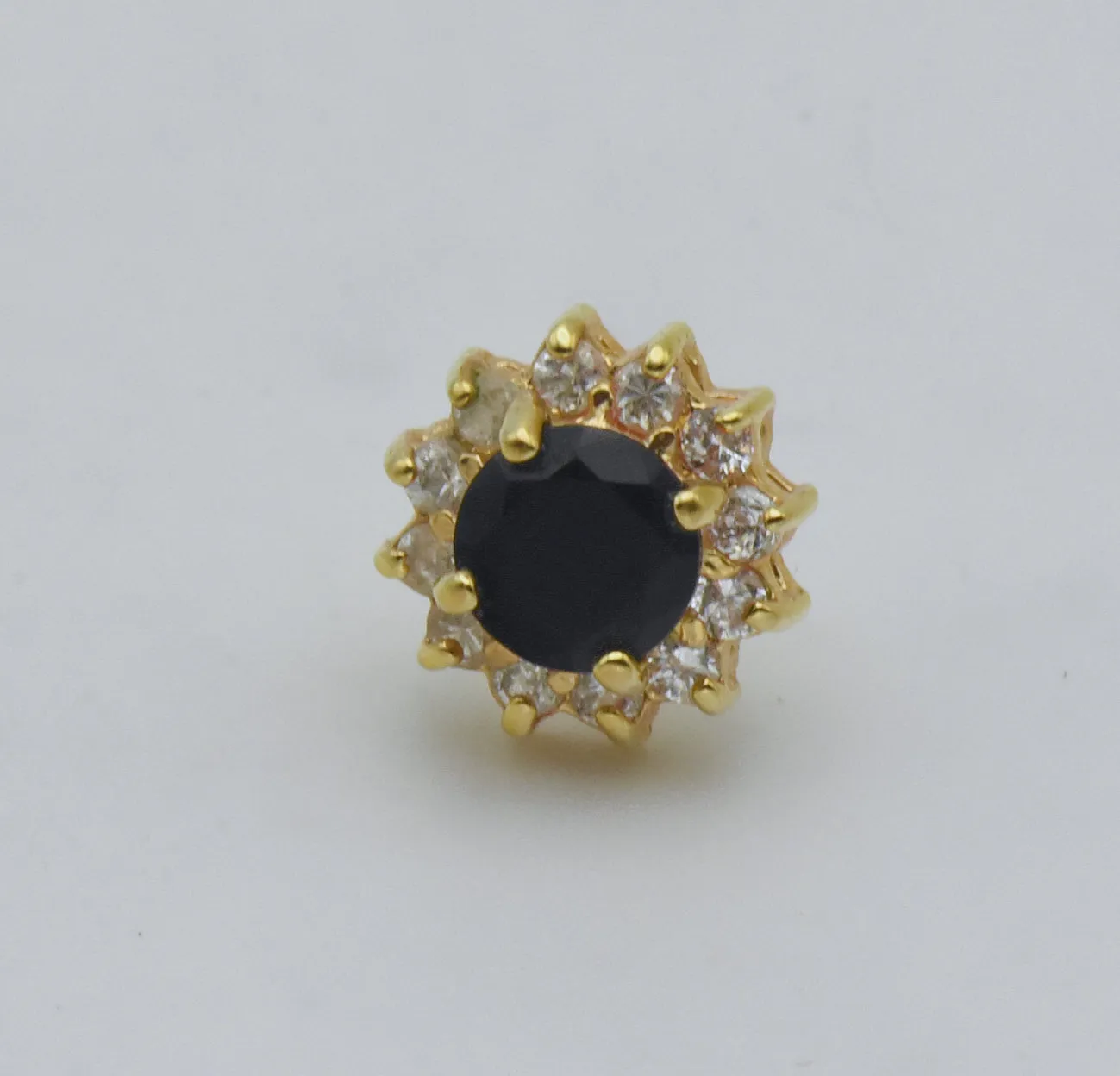 UNMATCHED Vintage 14K Gold Plated Black Onyx and CZ Stud Earring