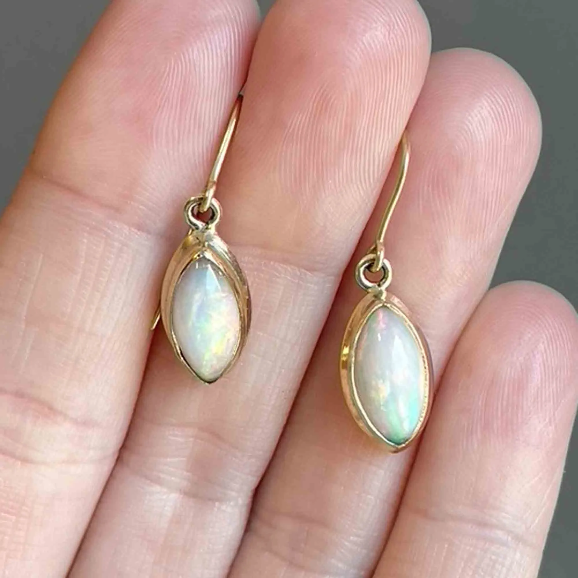 Vintage Art Deco Style Marquise Opal Earrings