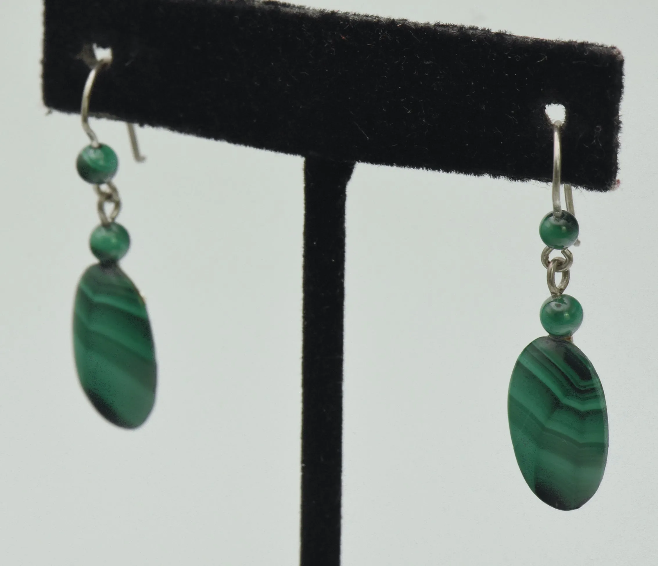 Vintage Handmade Malachite Dangle Earrings