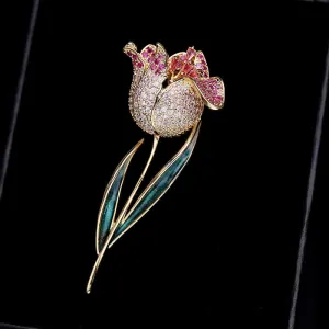 Women's Deep Love Tulip Brooch