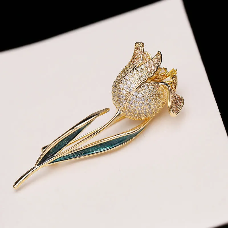 Women's Deep Love Tulip Brooch