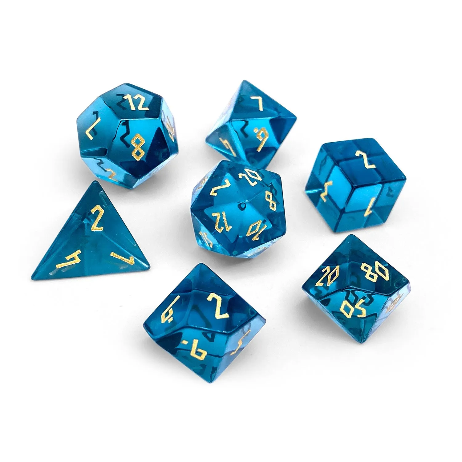 Zircon Aquamarine - 7 Piece RPG Set Zircon Glass Dice