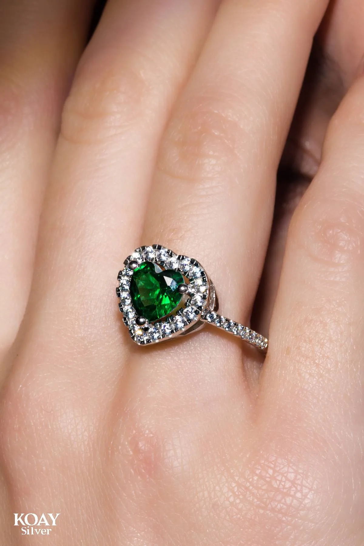 Zircon Green Heart Ring