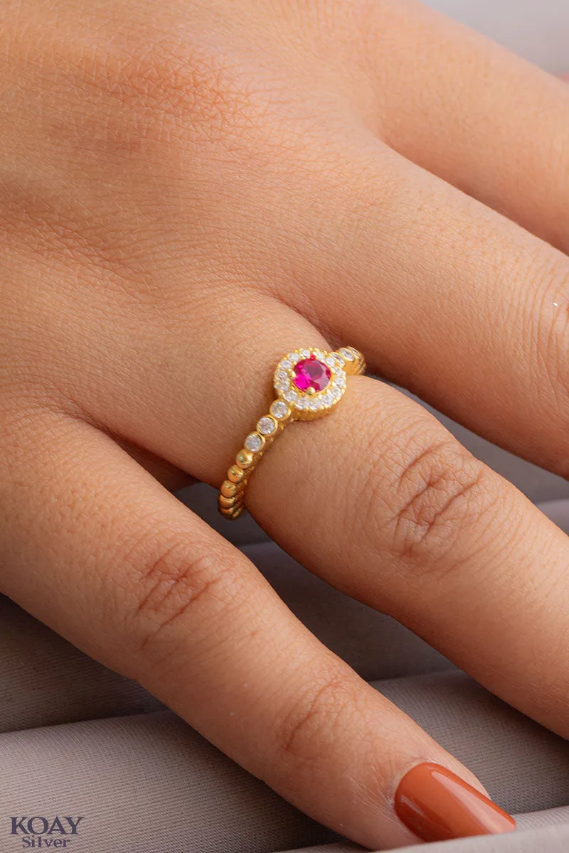 Zircon Ring (044-Pink) GP 7US