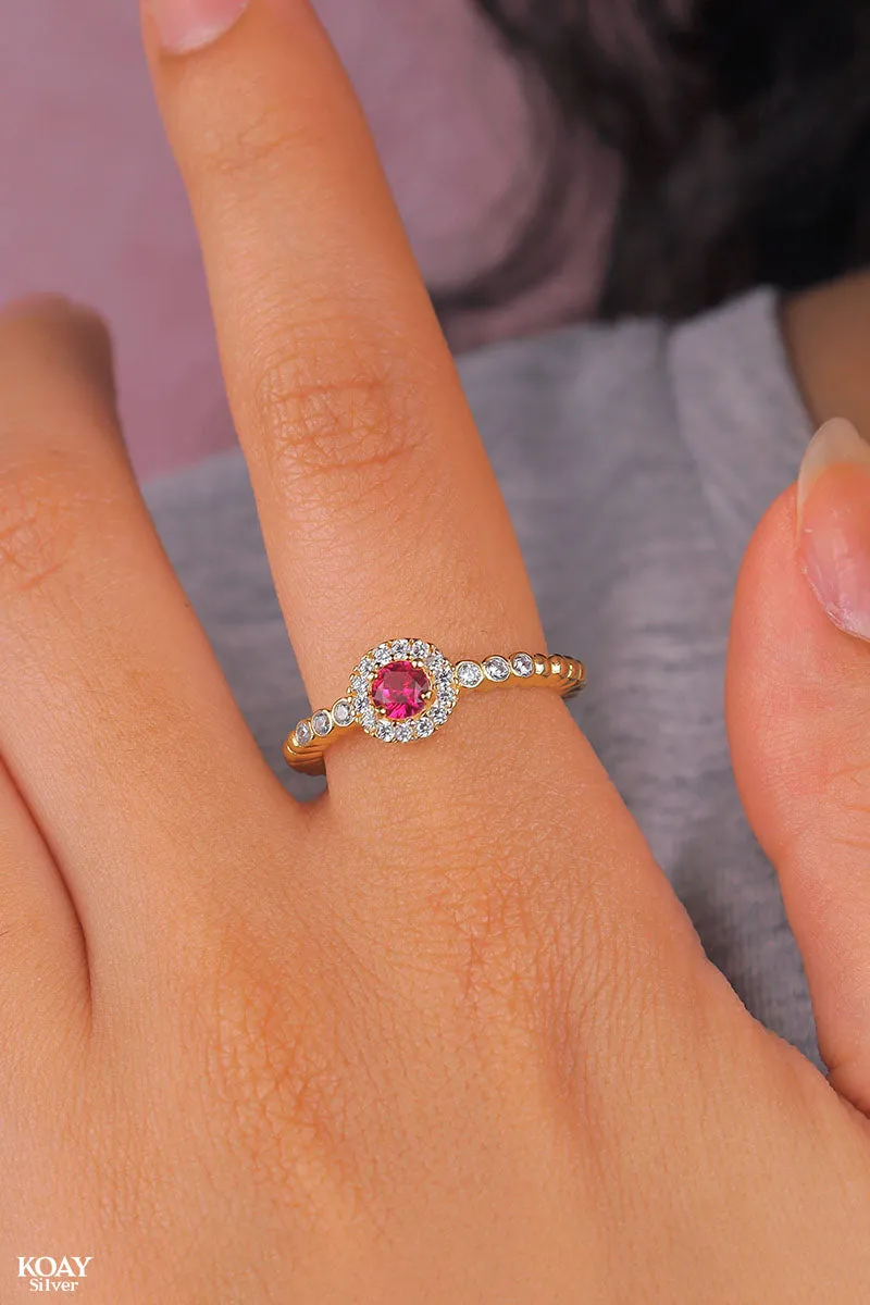 Zircon Ring (044-Pink) GP 7US