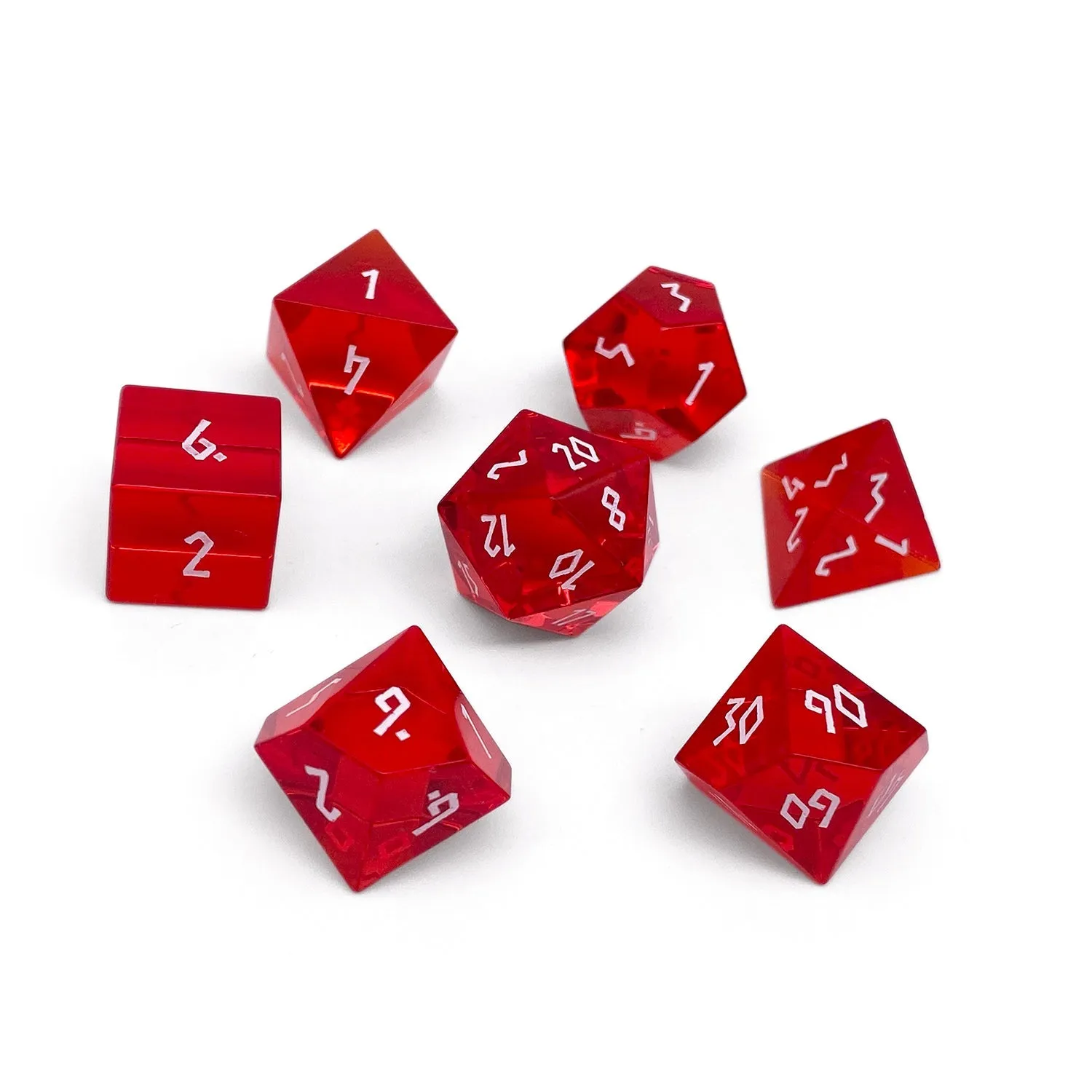 Zircon Ruby - 7 Piece RPG Set Zircon Glass Dice